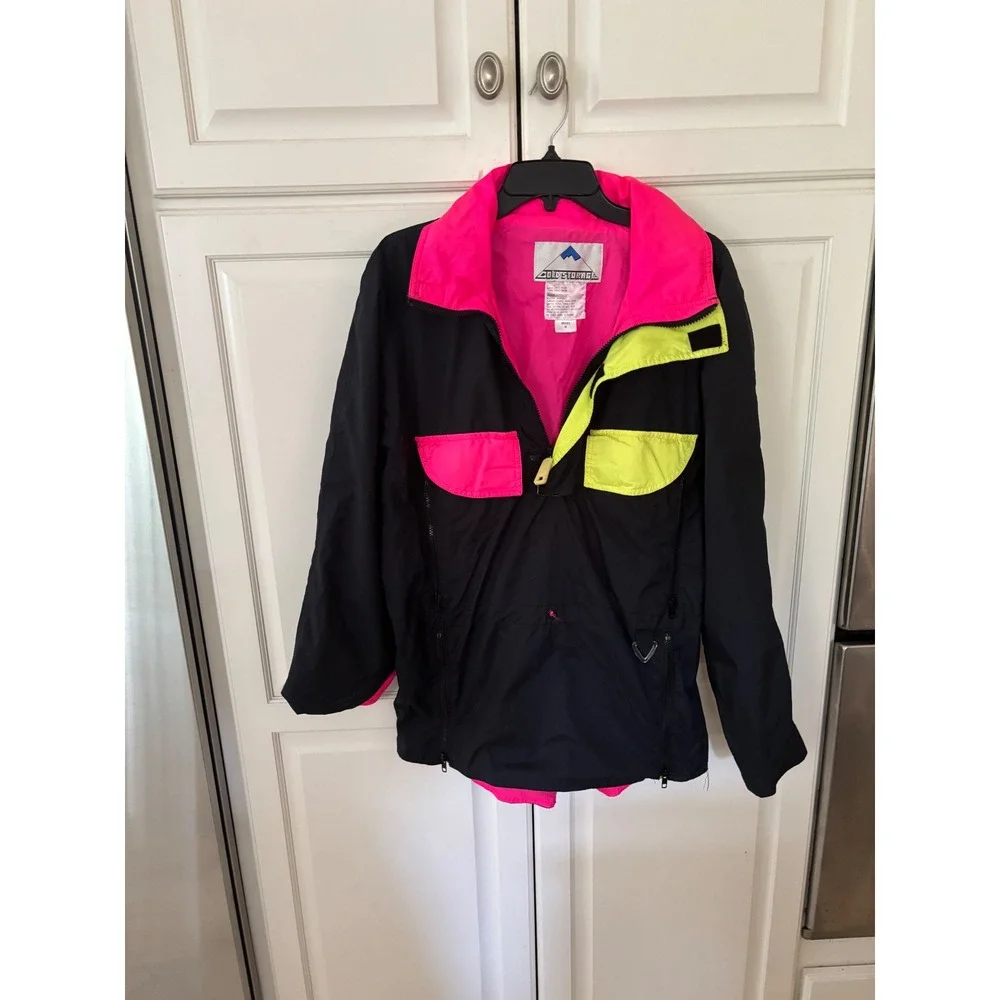 Vintage Cold‎ Storage Black Neon Windbreaker Jacket Unisex M could fit large
